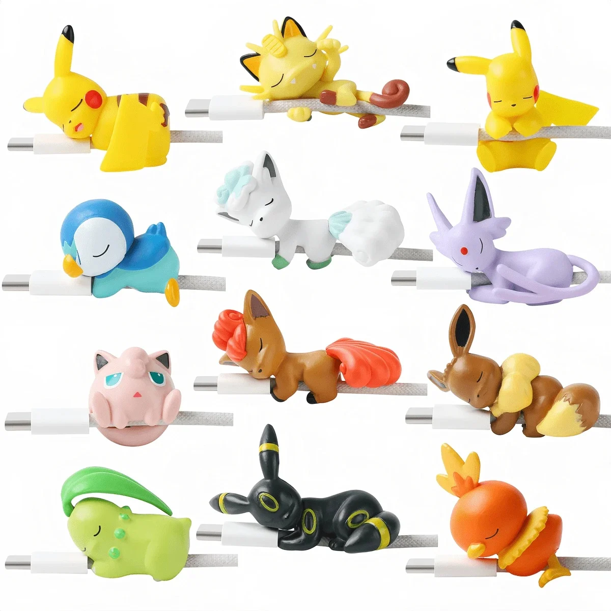 Funda protectora para Cable de datos de 12 estilos, juguetes Kawaii de Anime Pokémon, Protector de Cable de cargador de dibujos animados de Pikachu Eevee Meowth Vulpix