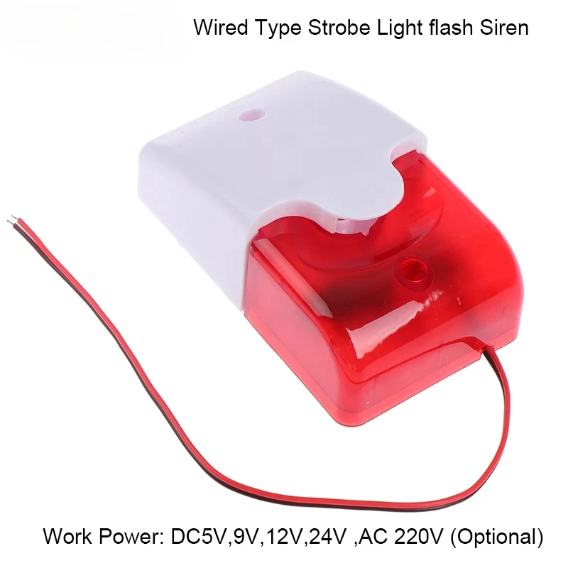 

120dB Strobe Siren Alarm | 5V-220V Wide Voltage LED Flash + Voice Alert for GSM/WiFi/PSTN Burglar System Home/Shop Security