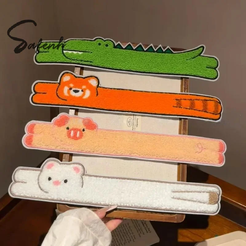 Cute Animal Towel Embroidery Magic Tape Hair Band Crocodile Red Panda Pig Bear Non Slip Hair Holder For Makeup Washing Face
