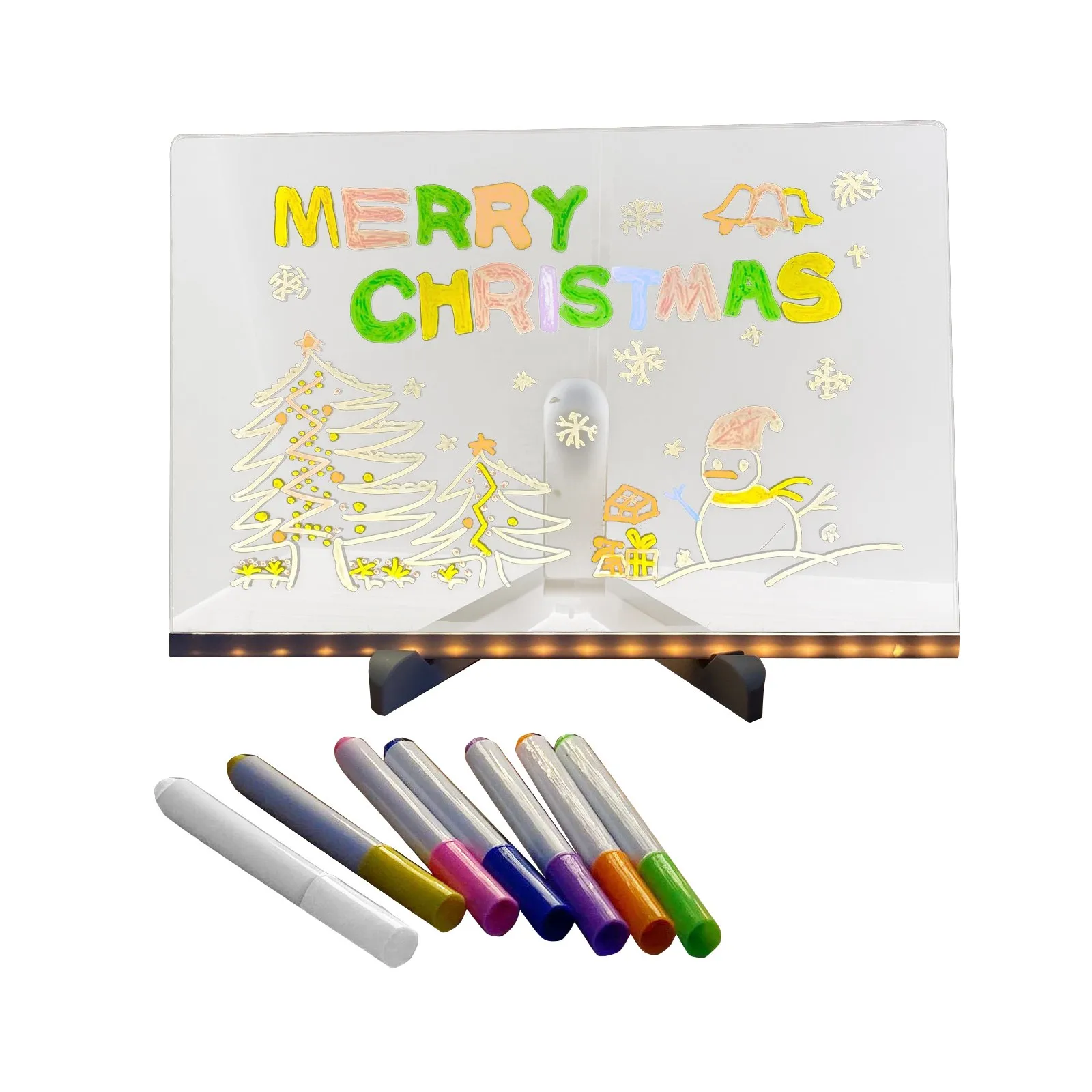 Children\'s Handmade Erasable Painted Acrylic Doodle Diy Notepad Message Board Led Glass Drawing Painting Night Light Kids Gifts