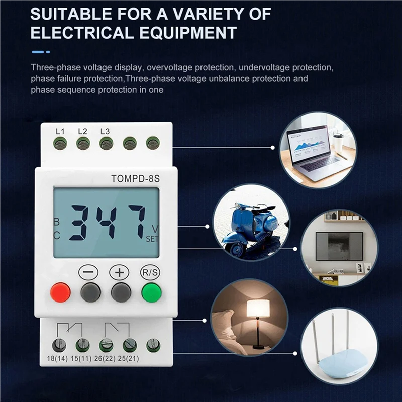 

ABSE-6X 3 Phase Din Rail Adjustable Under Over Voltage Protector Voltage Monitoring Sequence Protection Relay