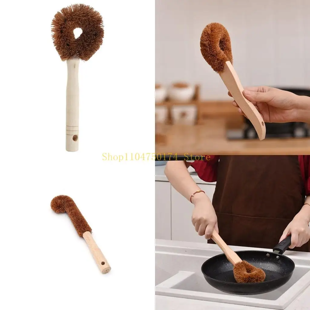 

Kitchen Wooden Handle Long Cleaning Brush Dish Bottle Washing Tool Coconut Fiber Pan Pot Scrubber for Bathroom Toilet top sale
