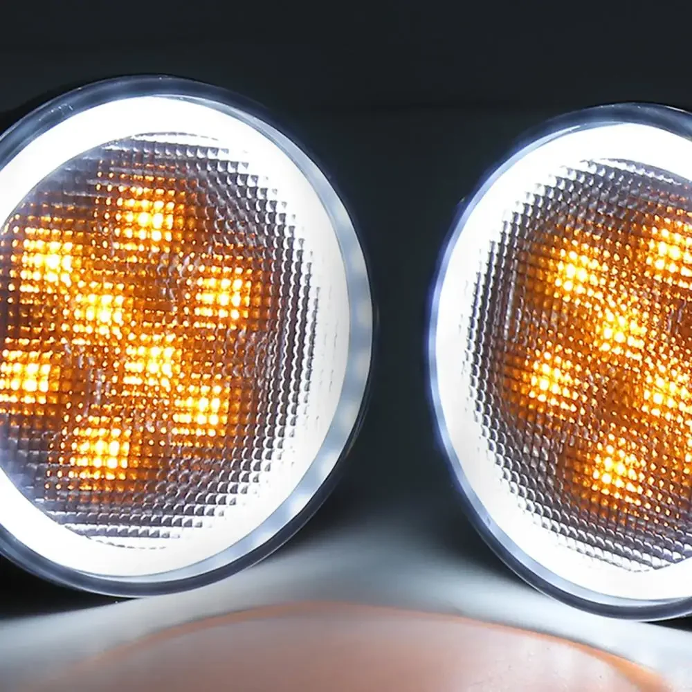 7200strada-Clignotant LED Blanc Ambre, Feux de Jour, Étanche IP68, pour Wrangler JK 2007-2018, Lumière DRL pour Sauna, 3W