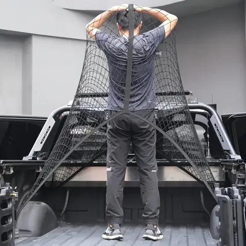 Red Universal para cama de camión, malla de carga elástica, organizador de puerta trasera de poliéster, carga ligera multiusos, transporte seguro, fácil instalación