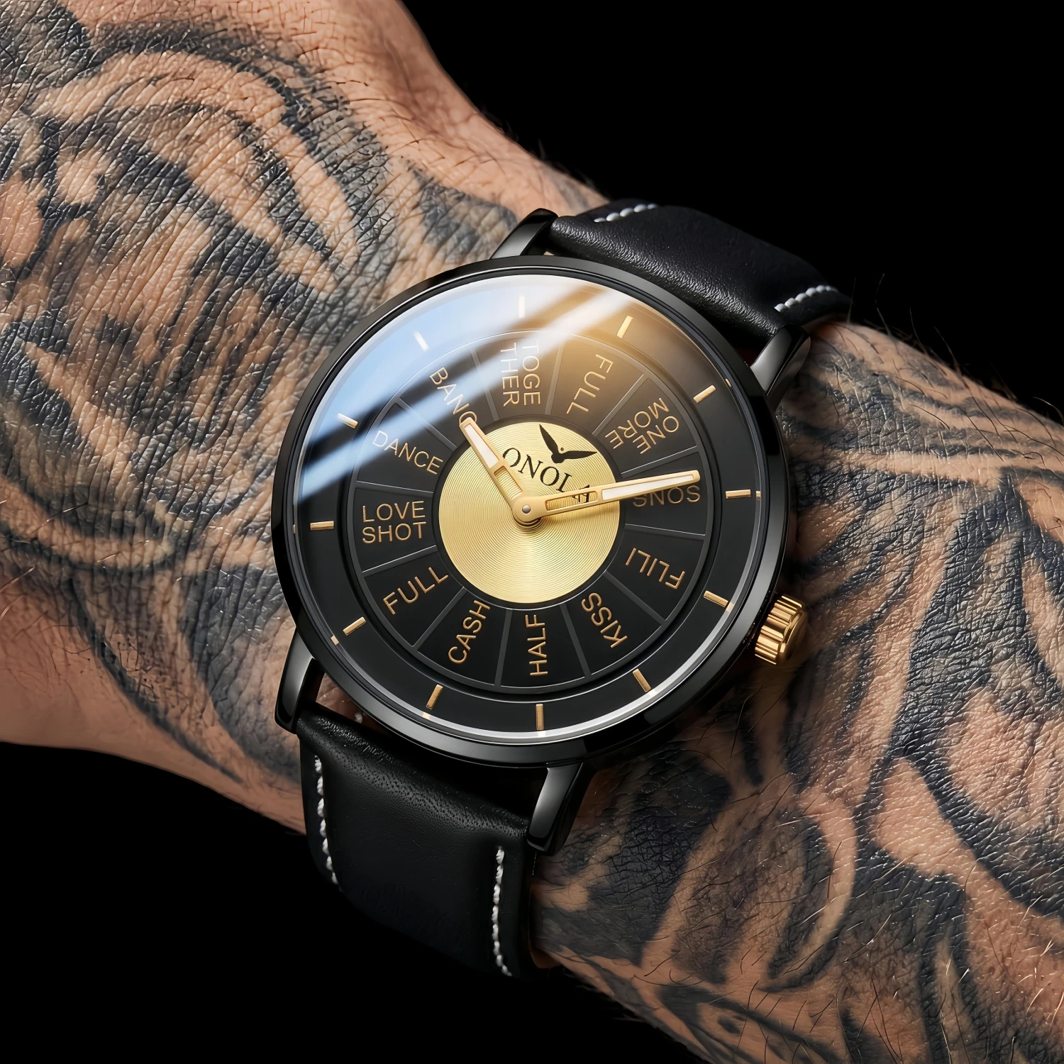 ONOLA 3802 Top Brand New Original Design 360 ° Rotating Dial Quartz Watch Soft Leather Strap Waterproof Watch for Man Best Gift
