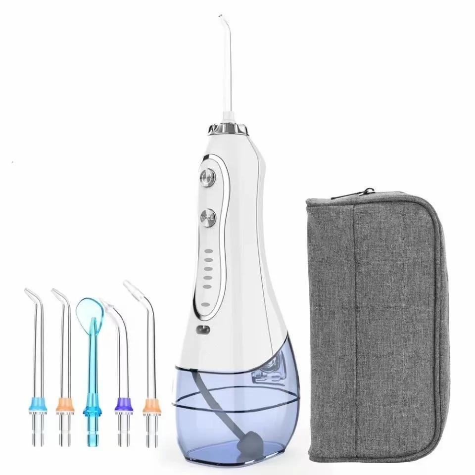 

VWONST 5 Modes Portable Oral Irrigator 300ml Dental Water Flosser Jet USB Rechargeable Teeth Cleaner Whitening Care 5Nozzles&Bag