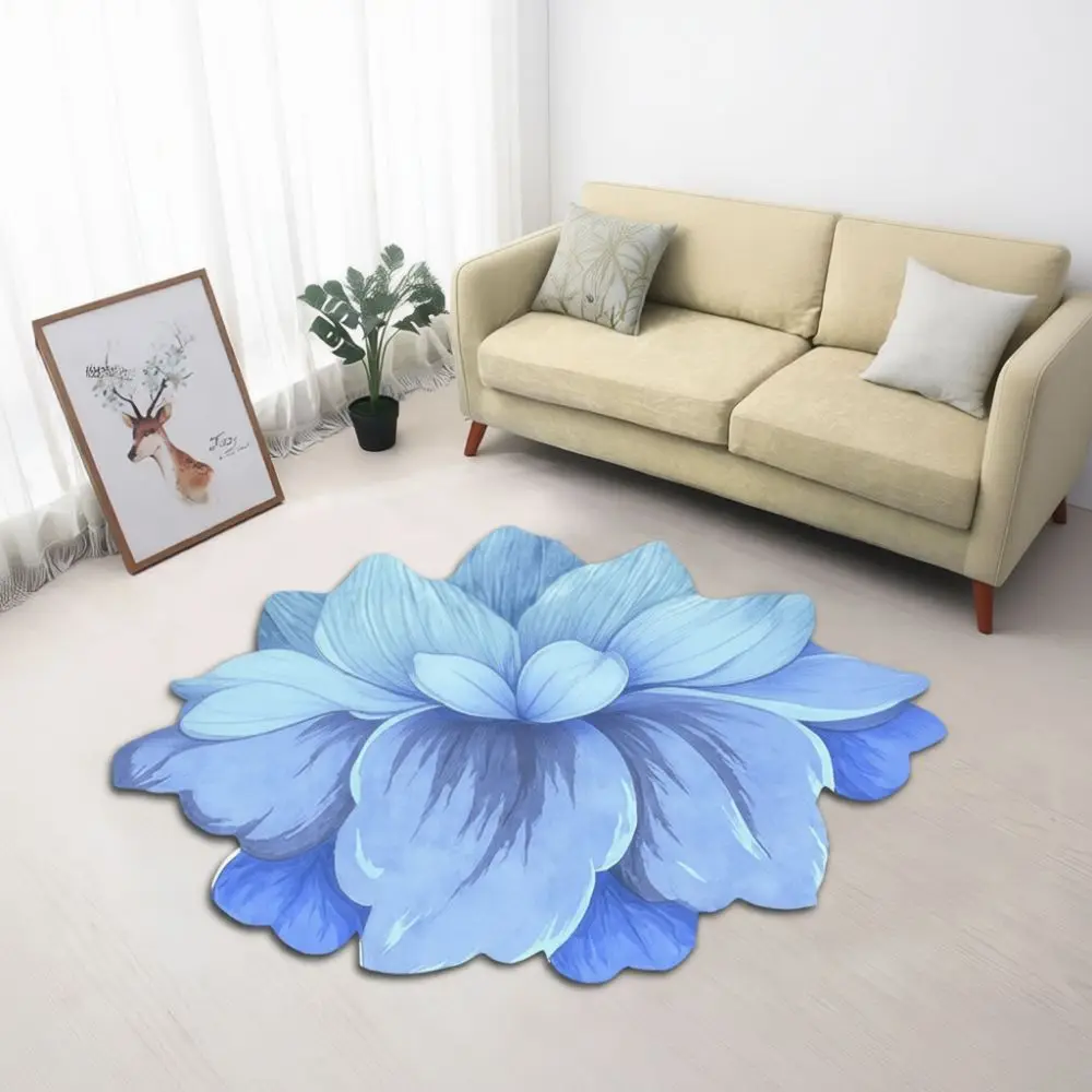New Chinese Style Lotus Rug Crystal Velvet Flower Carpet Soft Decorative Floor Mat For Living Room Bedroom Home Decor