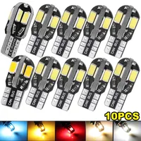10PCS W5W T10 LED CANBUS No Error 5W5 12V 5W 600Lm Super Bright Car Interior Side Light 194 3030 SMD Auto Bulb White Amber Red