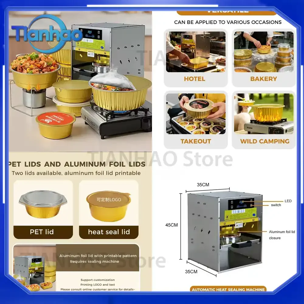 Semi-automatic Sealing Machine for Aluminum Foil Containers Customizable Mold Size Foil Packaging Sealing Machine