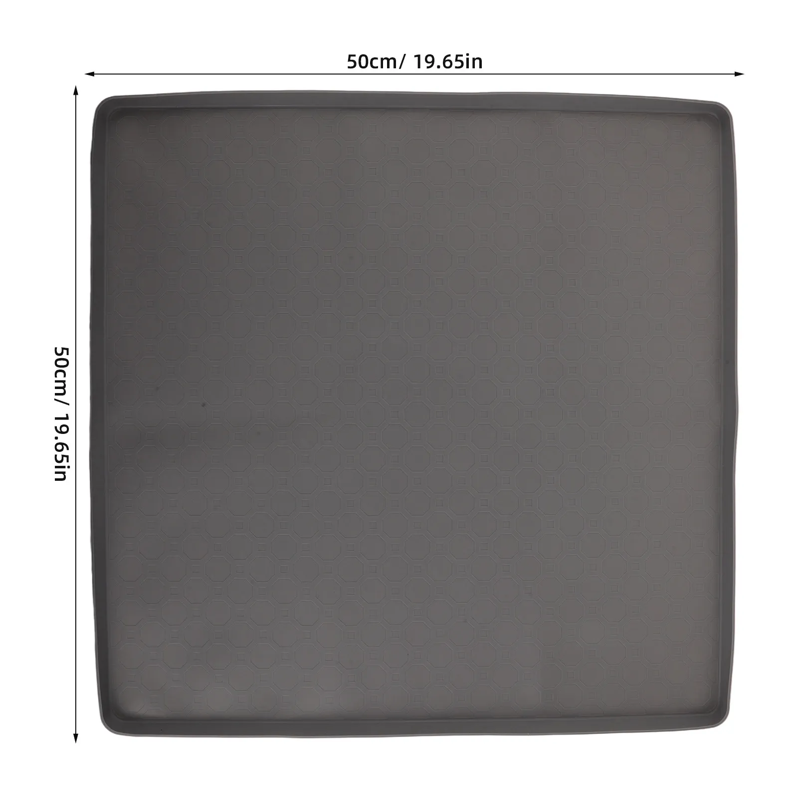Trash Can Mat Grey Silicone Cornerfit Non Slip Raised Edge Waterproof Kitchen Floor Protection Under Garbage Can Pad