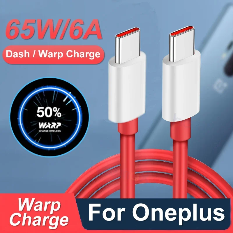 

6.5A Fast Charge Type C Cable 65W Warp Charger Cables for USB PD USBC for Oneplus 8T One Plus 8t Warp Charge