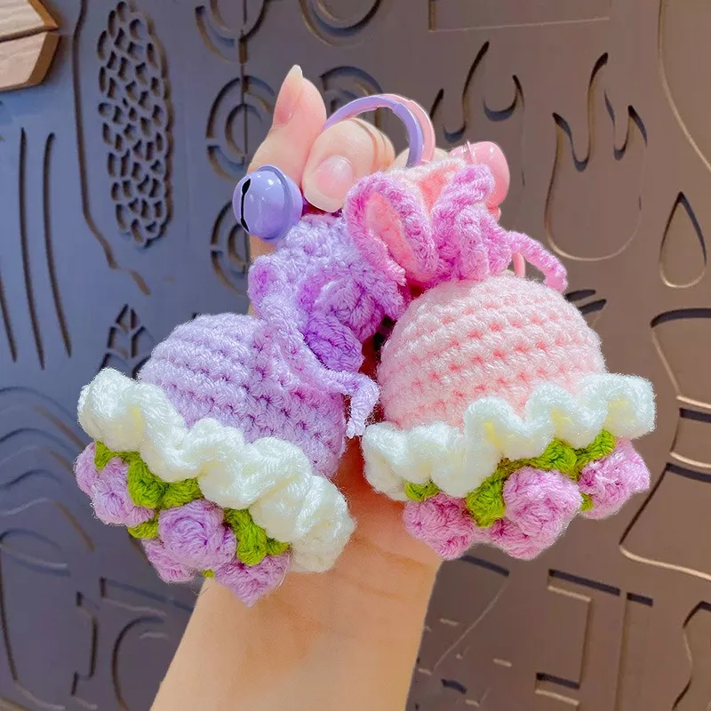 Handmade Crochet Flowers Stuffed Plants Sunflowers Roses Keychains Small Pendant Backpack Hangings Christmas Birthday Women Gift