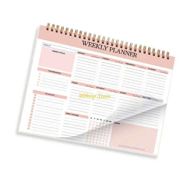 C90C Notebook Planner Weekly Planner 104 หน้าไม่ระบุวันที่สำหรับครูนักเรียน Twin Coil Binding