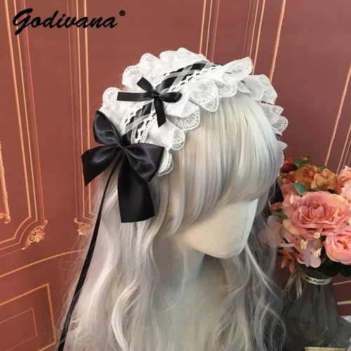 

Japanese Style Lolita Lace Headdress Sweet All-Matching Hair Band Hair Accessories Lolita Original Handmade Hair Bows for Women