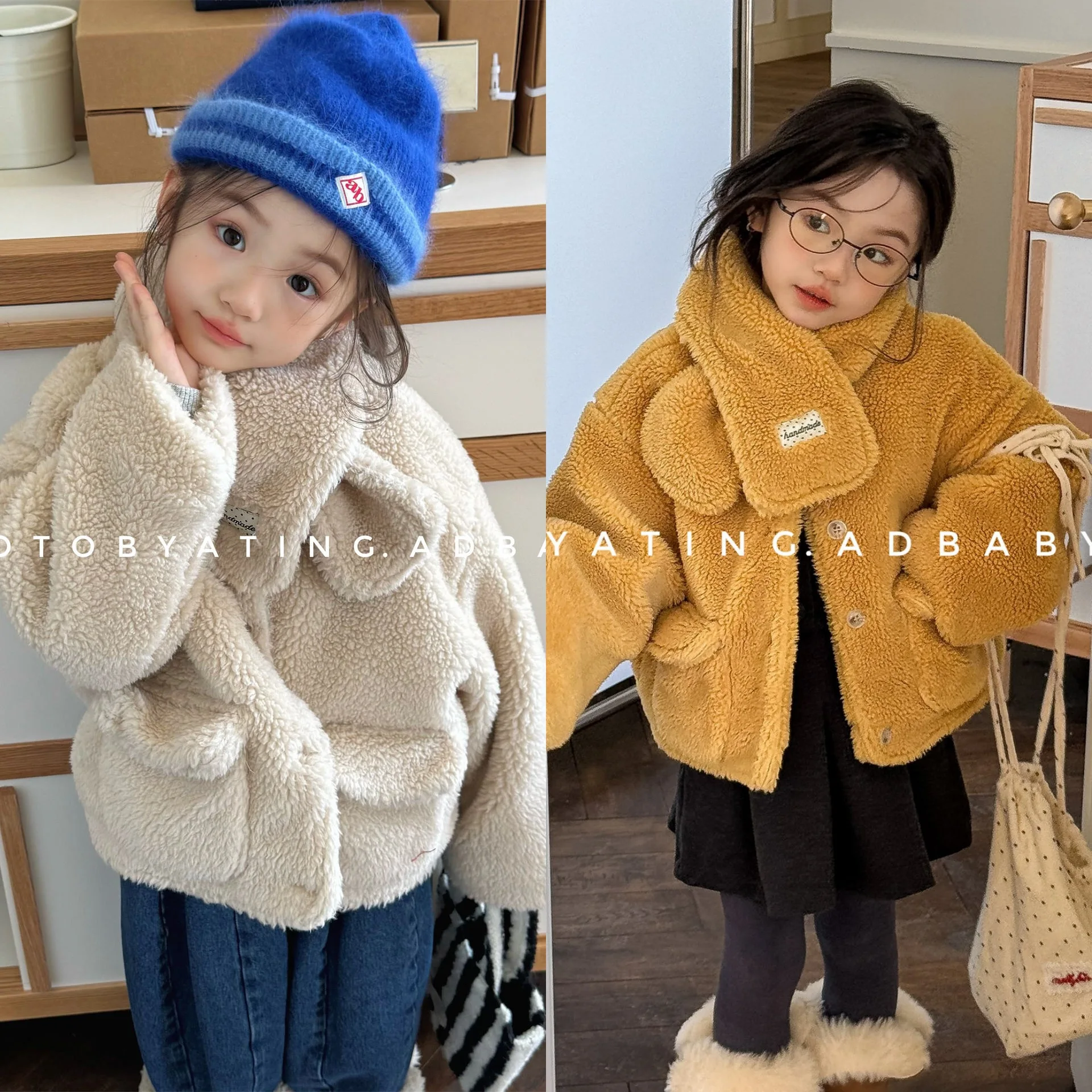 

Kids Girls Outerwear Coat Solid Warm Fleece Parka For Infant Babys Girl Plus Velvet Toddler Little Girl Winter Jacket Free Scarf