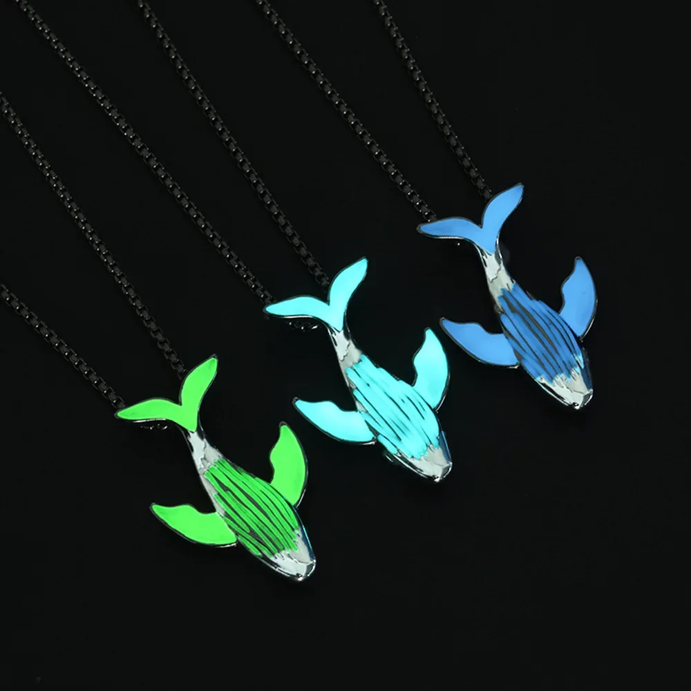 One Whale Falling All Things Born Luminous Necklace Glowing Glow in The Dark Necklace Whale Pendant for Party Halloween