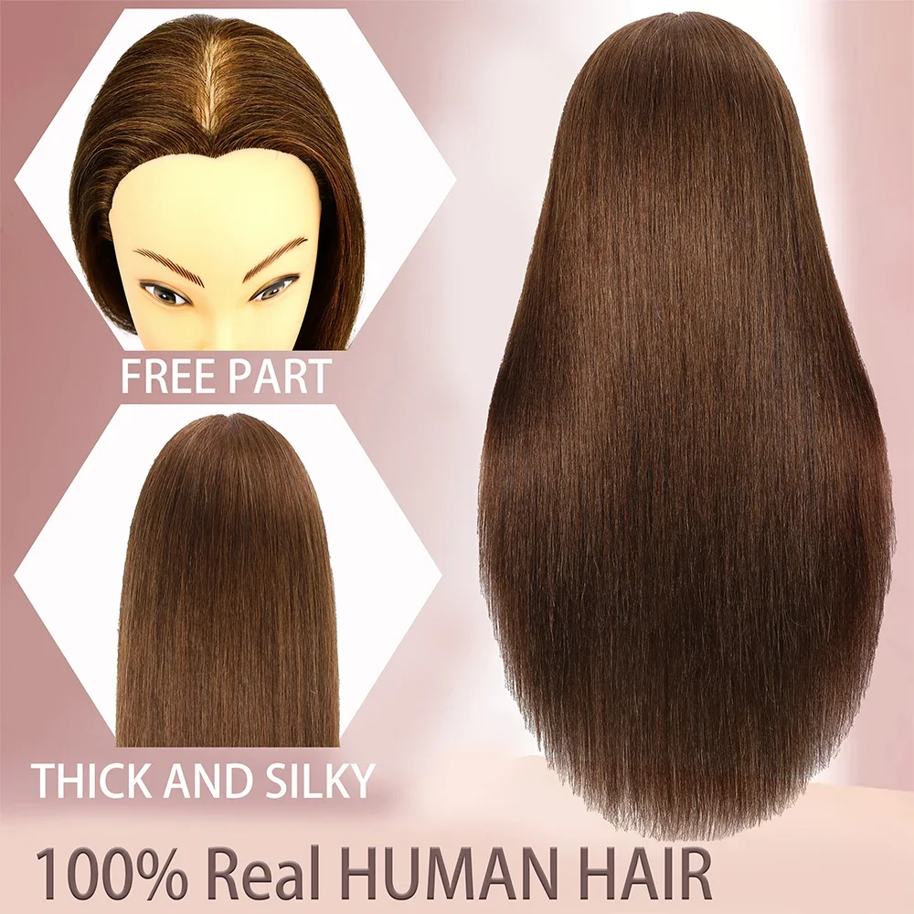 100% Real Human Hair Doll Head For Hairstyle Professional Training Head Kit Mannequin Head Styling To Practice Hot Curl Iron St