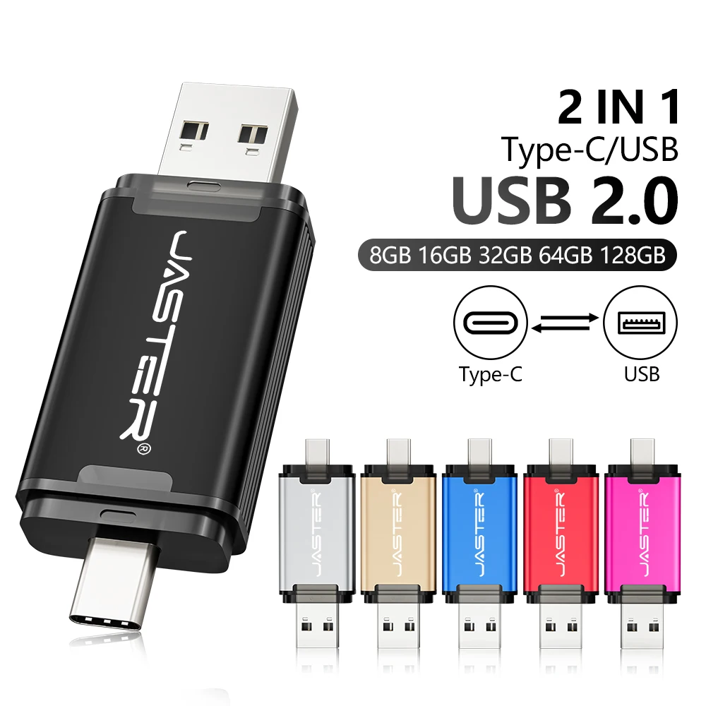 

JASTER USB TYPE-C 2 IN 1 Memory Stick 128GB Business Gift USB Flash Drive 64GB Frosted Pen Drive 32GB Black USB Stick 16GB 8G 4G