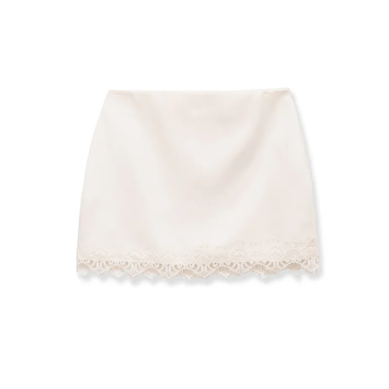 Spring New Temperament High Waist Lace Section Culottes Skirt
