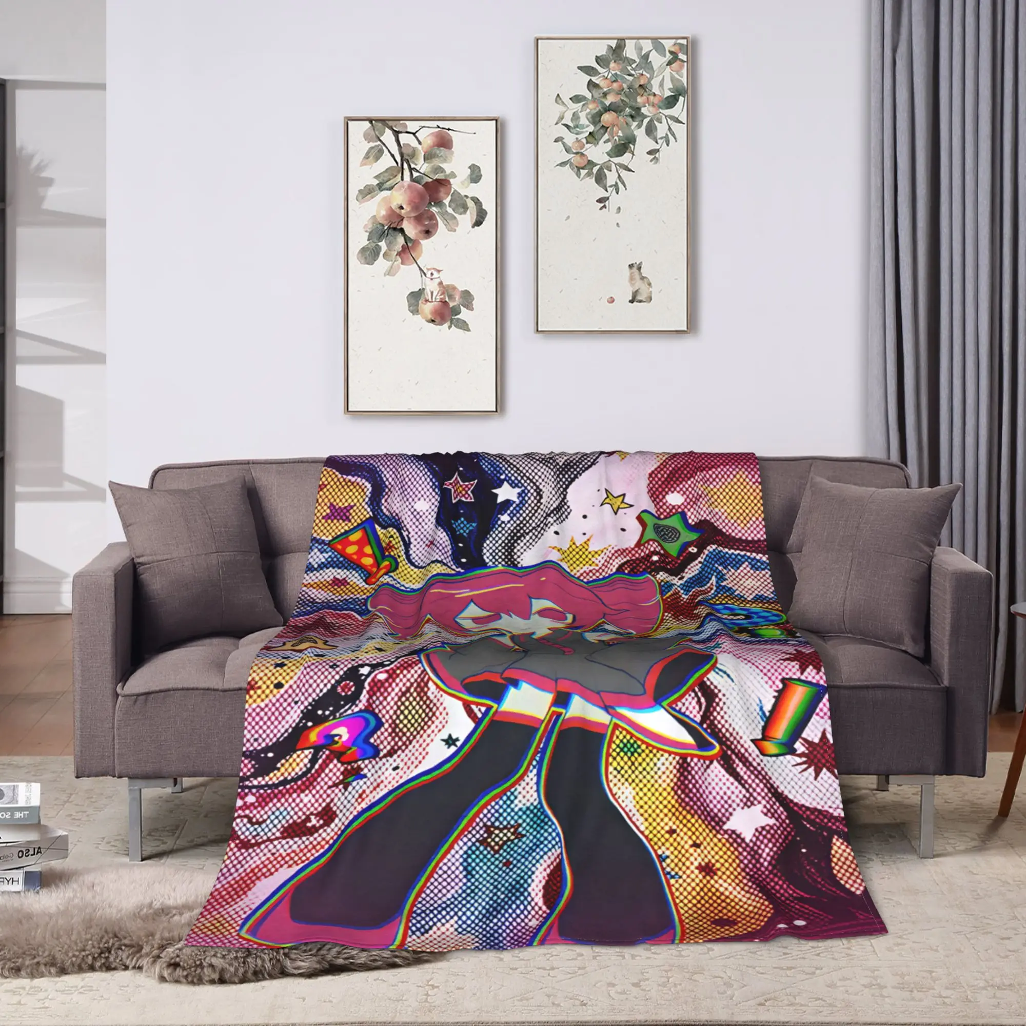 Kasane Teto Character Plush Blanket Child  Flannel Throw Blanket For Bedroom Warm Soft Custom Quality Bedspread Gift