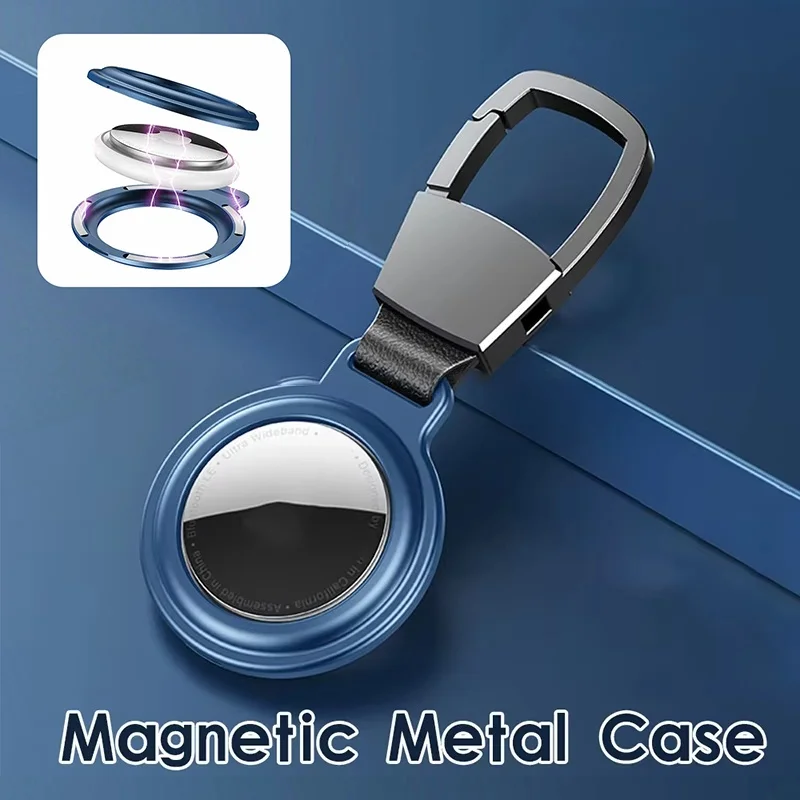 Luxury Metal Magnetic For Apple Airtag Cover Locator Protective Sleeve With Hook For iPhone Air Tags Keychain Protector Bumper