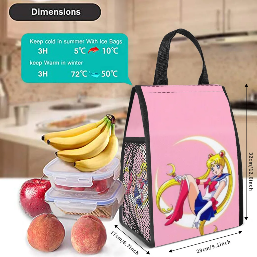 SAILOR-MOON  Lunch Box Women Resuable Leakproof Cooler Thermal Food Insulated Lunch Bag Kids School Children