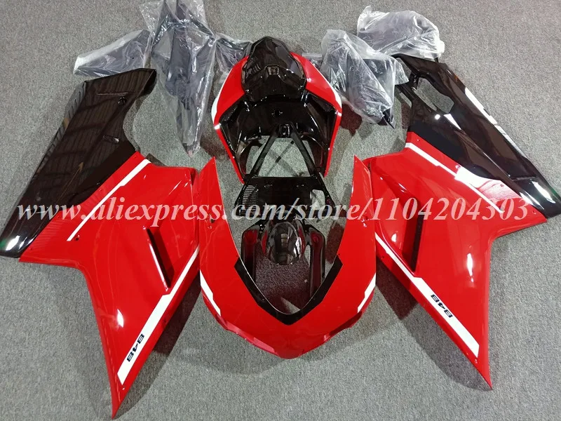 4Gifts New ABS Motorcycle Whole Fairings Kit Fit For Ducati 848 evo 1098 1198 Bodywork Set Custom Black Red