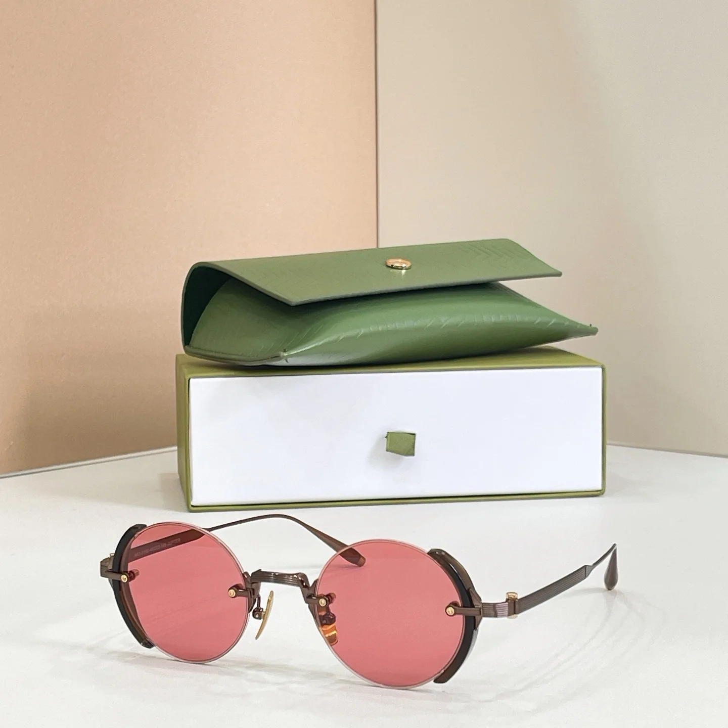 AKS-519D-Unisex Sunglasses-Round Retro Rimless-Minimalist Design-Modern Elegance-UV400 Protection-Belight Optical