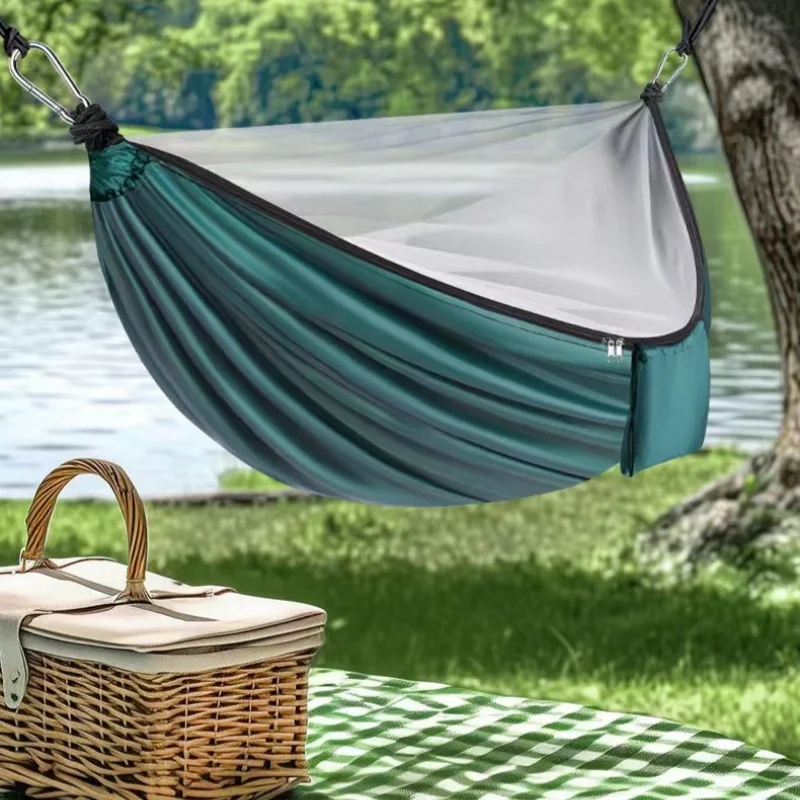 Outdoor Mosquito-Repellent Hammock, Portable Parachute Fabric, Camping Adult Swing, Camping Hammock