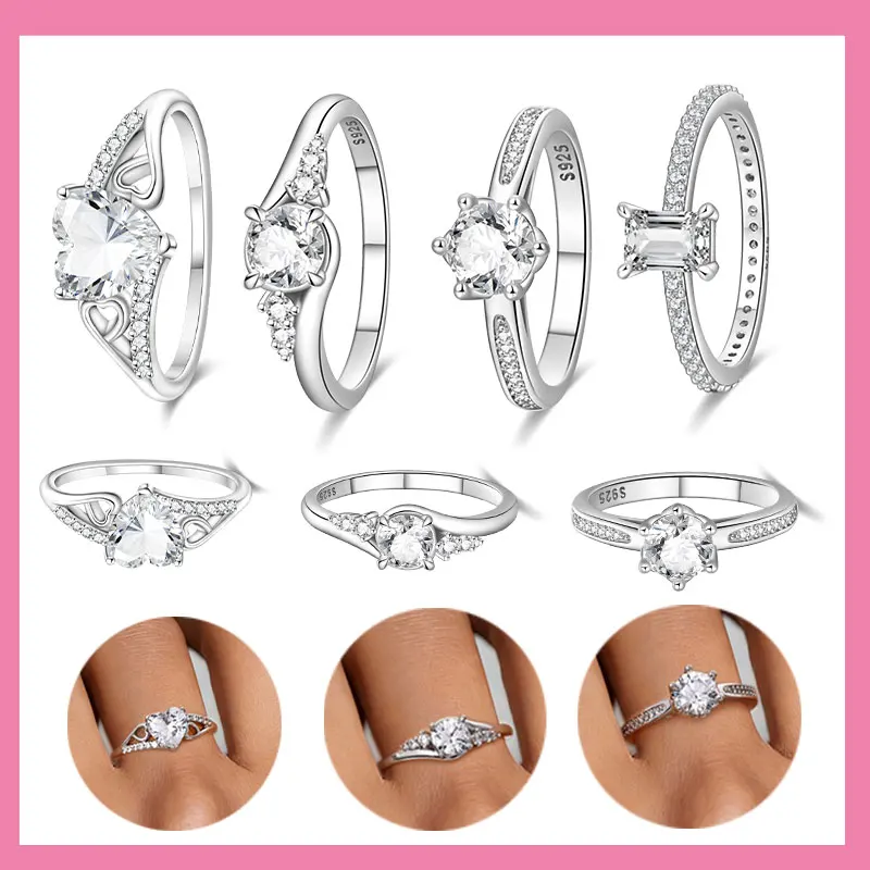 

Кольцо из стерлингового серебра 925 пробы с сердцем, белым цирконием, кольцо для пары, женский подарок на годовщину, обручальные кольца для женщин, мужские ювелирные изделия