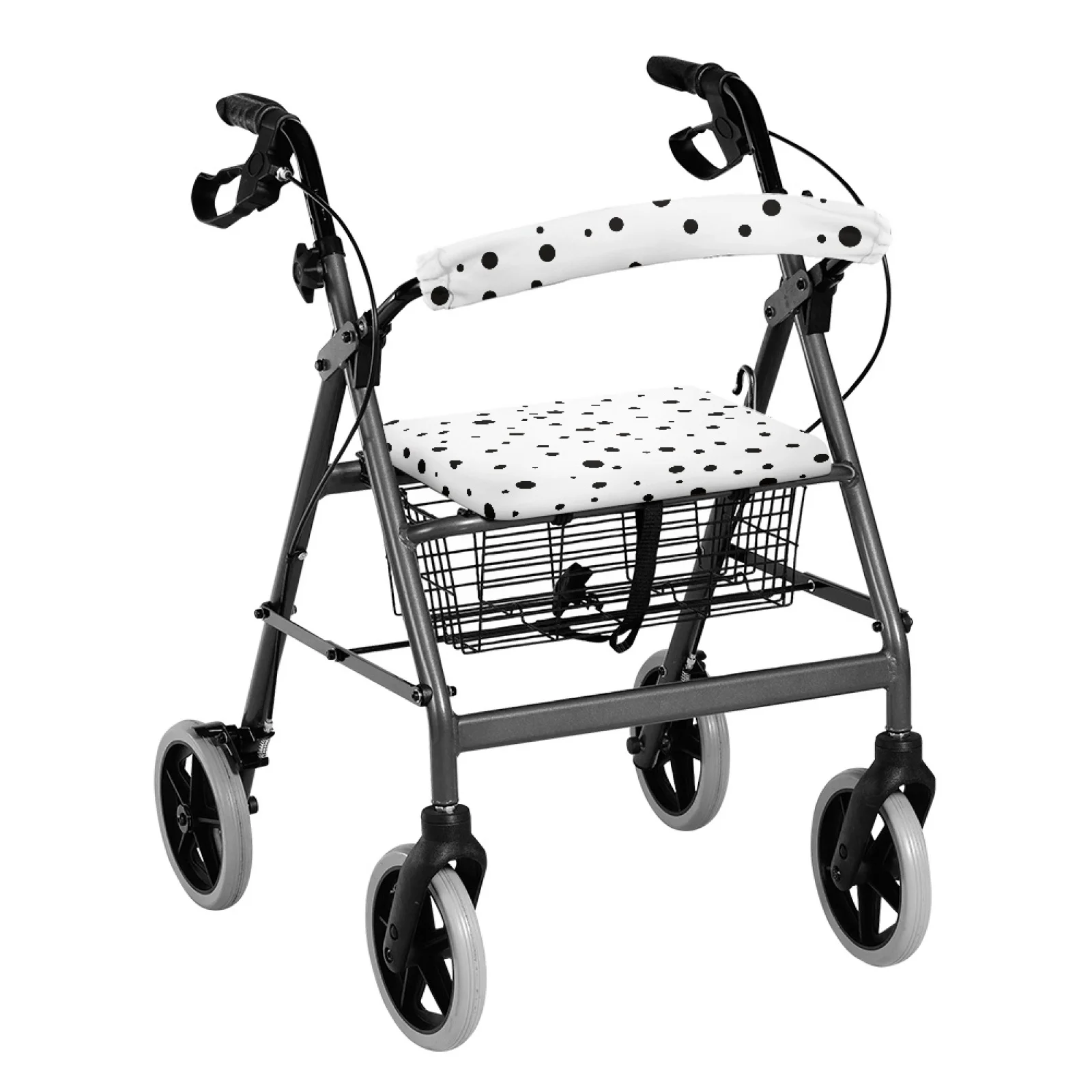 Coloranimal Polka Dot Print 2 Pieces Set Rollator Walker Seat and Back Polyester Rollator Walker Seat Back Cover for Senior