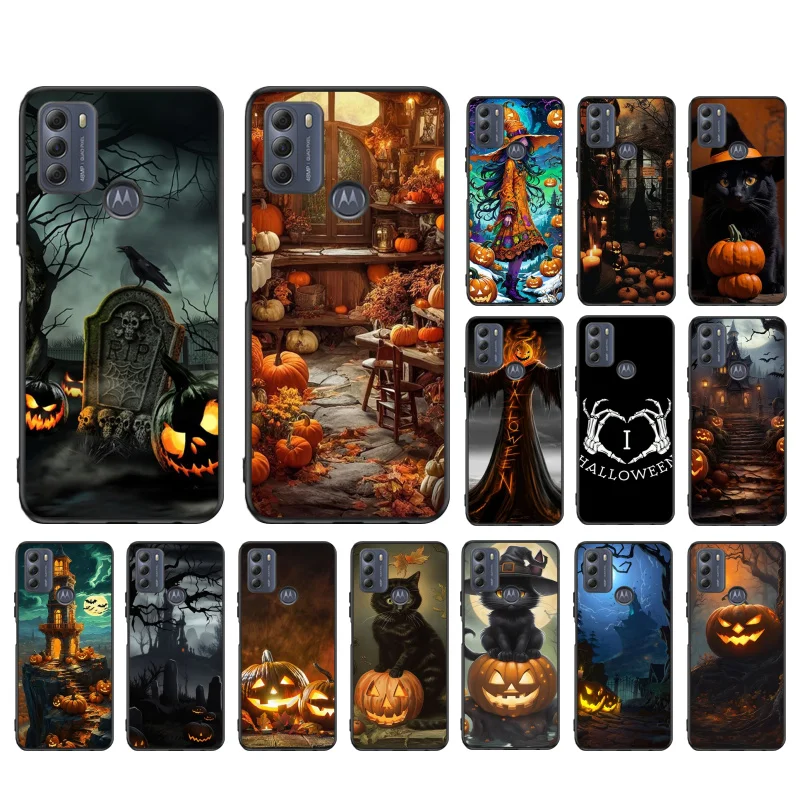 Halloween Pumpkin Cat Phone Case For Moto E32 E32S E20 E40 E7 Plus Edge 40 30 Ultra Neo 20 lite G13 G9Plus GPure GStylus