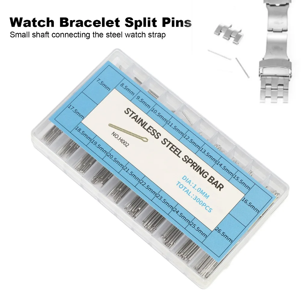 Splinte aus Edelstahl 304, 1,0 mm Dicke, 7,5 mm–26,5 mm Länge, Splinte für Uhren, Splinte für Armbanduhren
