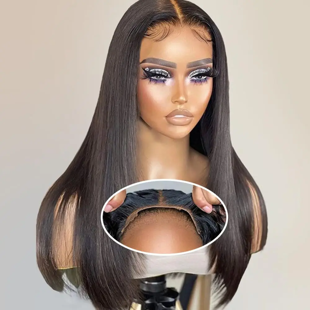 Wig Rambut Asli Bling Hair Bone Straight 6x4 Lace Closure dan 5x5 Lace Closure untuk Wanita Kulit Hitam, Wig Rambut Asli dengan Kepadatan 180%
