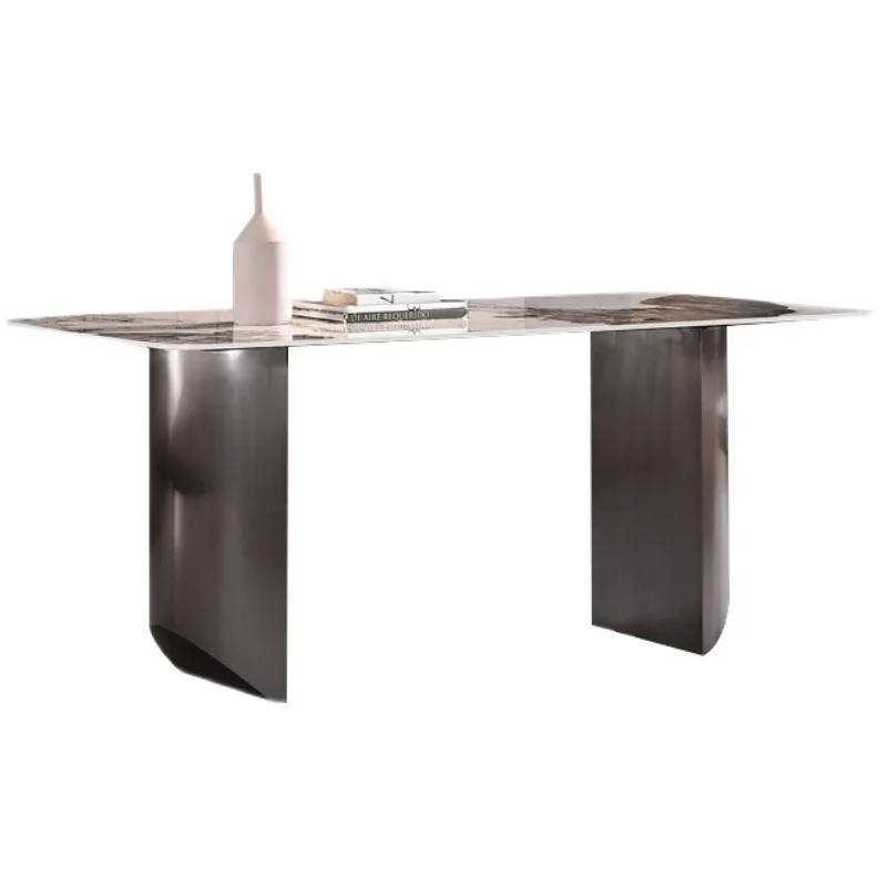 

Italian style, light luxury, bright light, slate, dining table and chairs, rectangular, modern