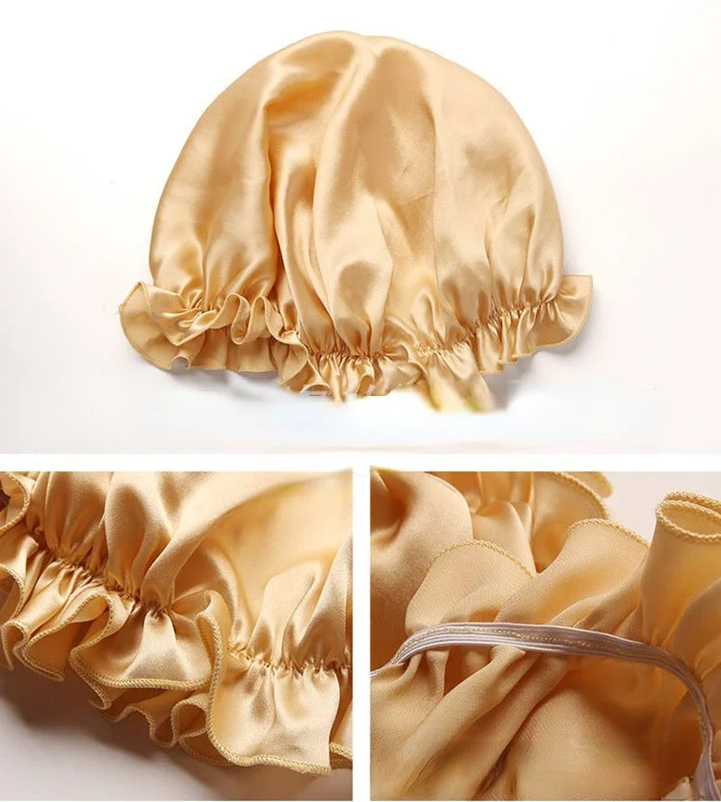 Luxury Silk Bonnets Large 100 Silk Sleeping Night Cap Women Hair Bonnets Head Cover Hair Loss Hats Head Wraps Mulberry Silk Cap