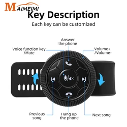 7 Keys Smart Wireless Car Steering Wheel Control Button Remote Button Media Controller With Resin Strap DVD Music Player