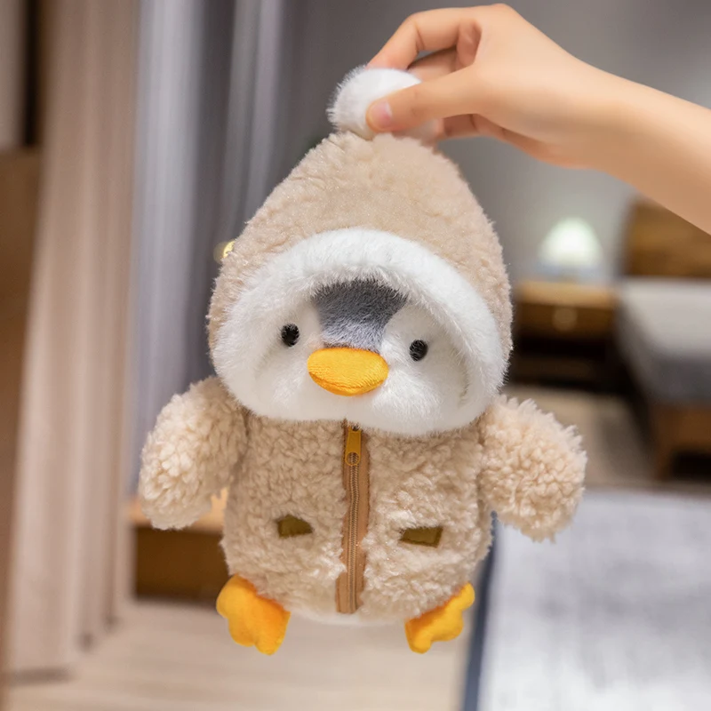 Jouet en peluche pingouin mignon de 25cm, poupée de sommeil réconfortante pour bébé, pingouin moelleux portant des vêtements, chapeaux, oreiller Animal en peluche, cadeaux d'anniversaire