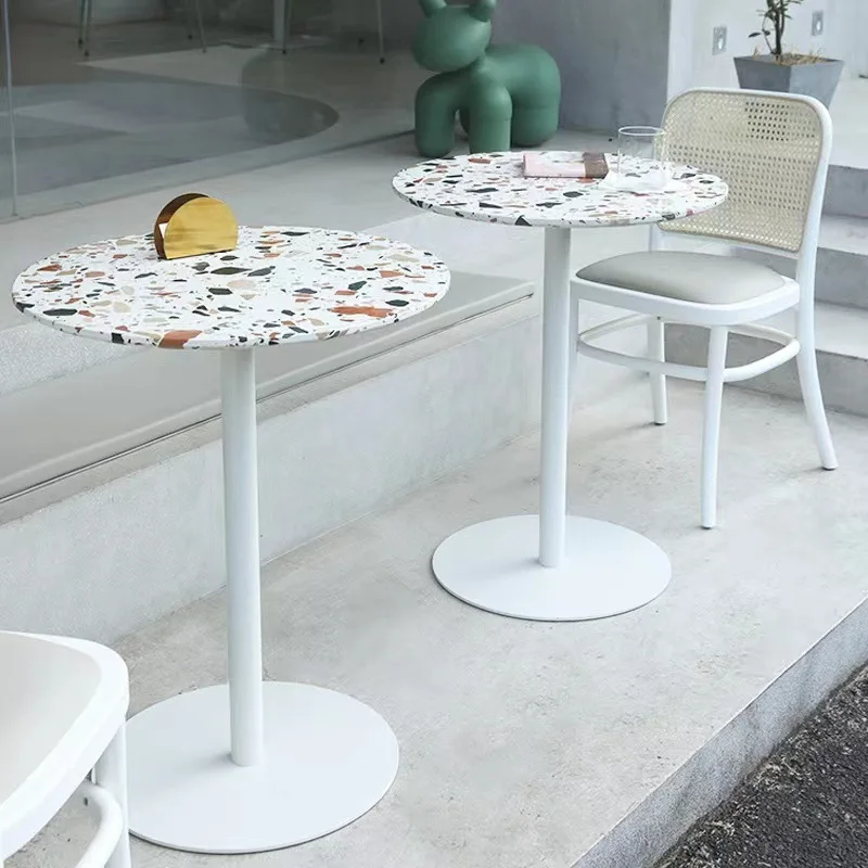 (Terrazzo) Outdoor Internet celebrity milk tea shop table and chair combination sweet shop marble dining table coffee