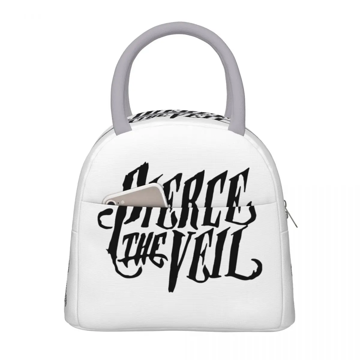 Band PIERCE THE VEIL LOGO BLACK Product Insulated Lunch Bag For School Food Storage Bag Reusable Thermal Cooler Bento Box