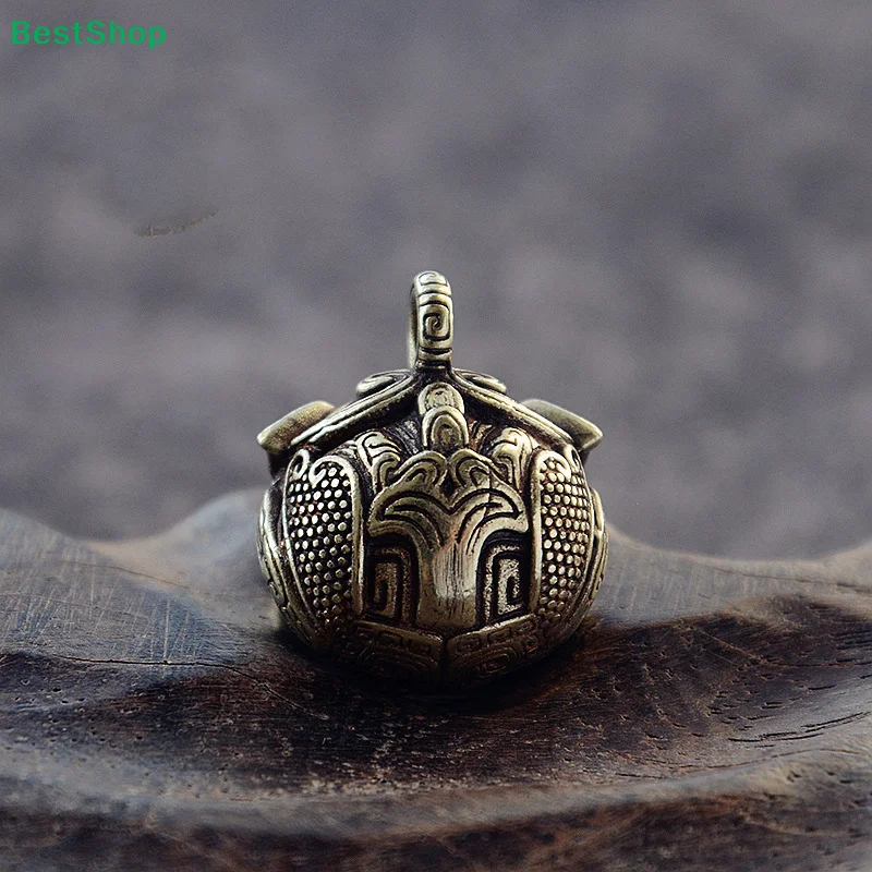 ★Good Luck Brass Bell Pendant Keychain Chinese Style Animal Bell Necklace Pendant Jewelry Handmade Vintage Keychain DIY Hanging
