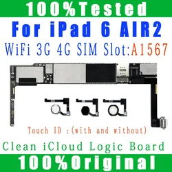 A1567 Wifi 3G 4G Cellular Version Clean ICloud With Full Chips Mainboard For IPad 6 Air 2 Mainboard Logic Board