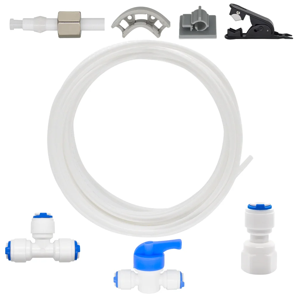 Accesorios de empuje para conectar OD de 1/4 ", Kit de instalación de refrigerador con filtro de agua de ósmosis inversa RO, tubo de 20 pies y 1/4