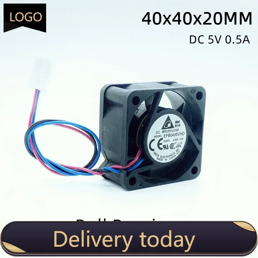 pa 5V 0.50A  Delta EFB0405VHD 4020 40MM 40*40*20MM Cooling Fan Dual Ball Bearing Server Fan With 3pin