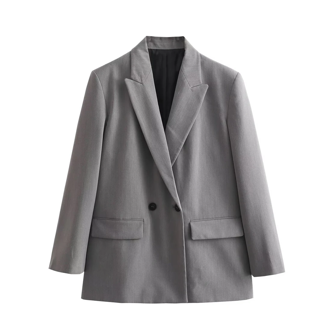 Nuovo blazer oversize da donna 2025, vestibilità comoda e rilassata, doppiopetto con passante per cintura, abbigliamento da lavoro alla moda a due bottoni
