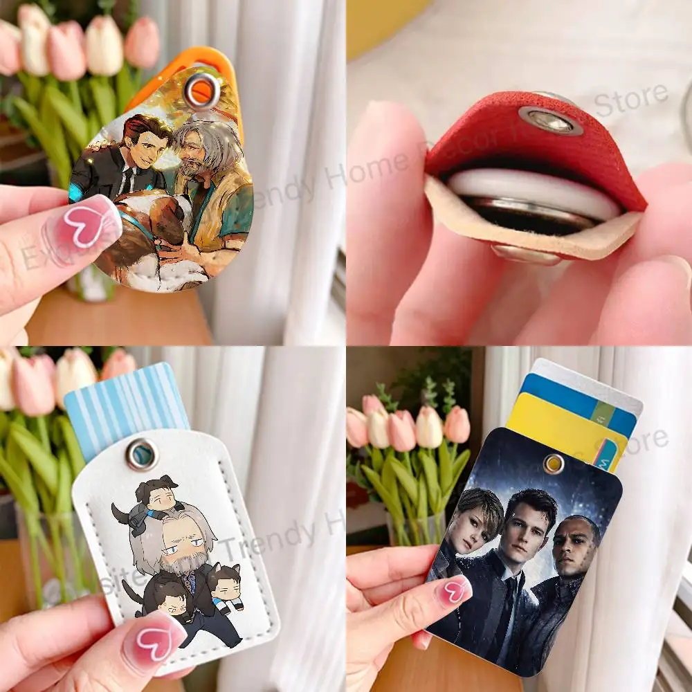 Game D-Detroit Become H-Human Card Holder Keychain Key Air Tag Ring Door Lock Access Protective Case For Security Gift