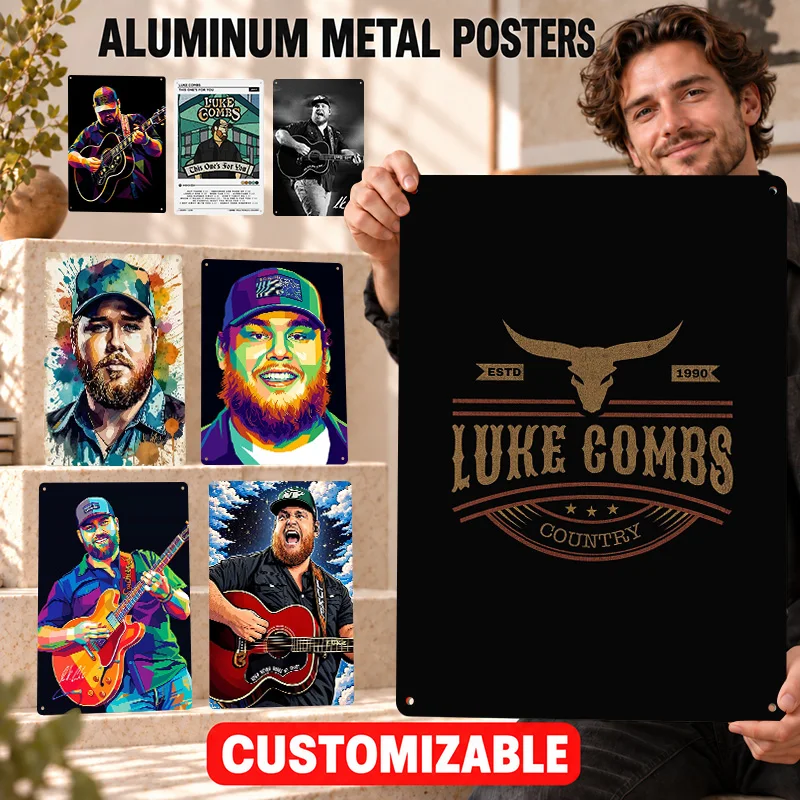 Luke Combs Printed Posters Acoustic Performance Design Man Cave Wall Art Personalized Aluminum Metal Sign Memorable Decor Gift
