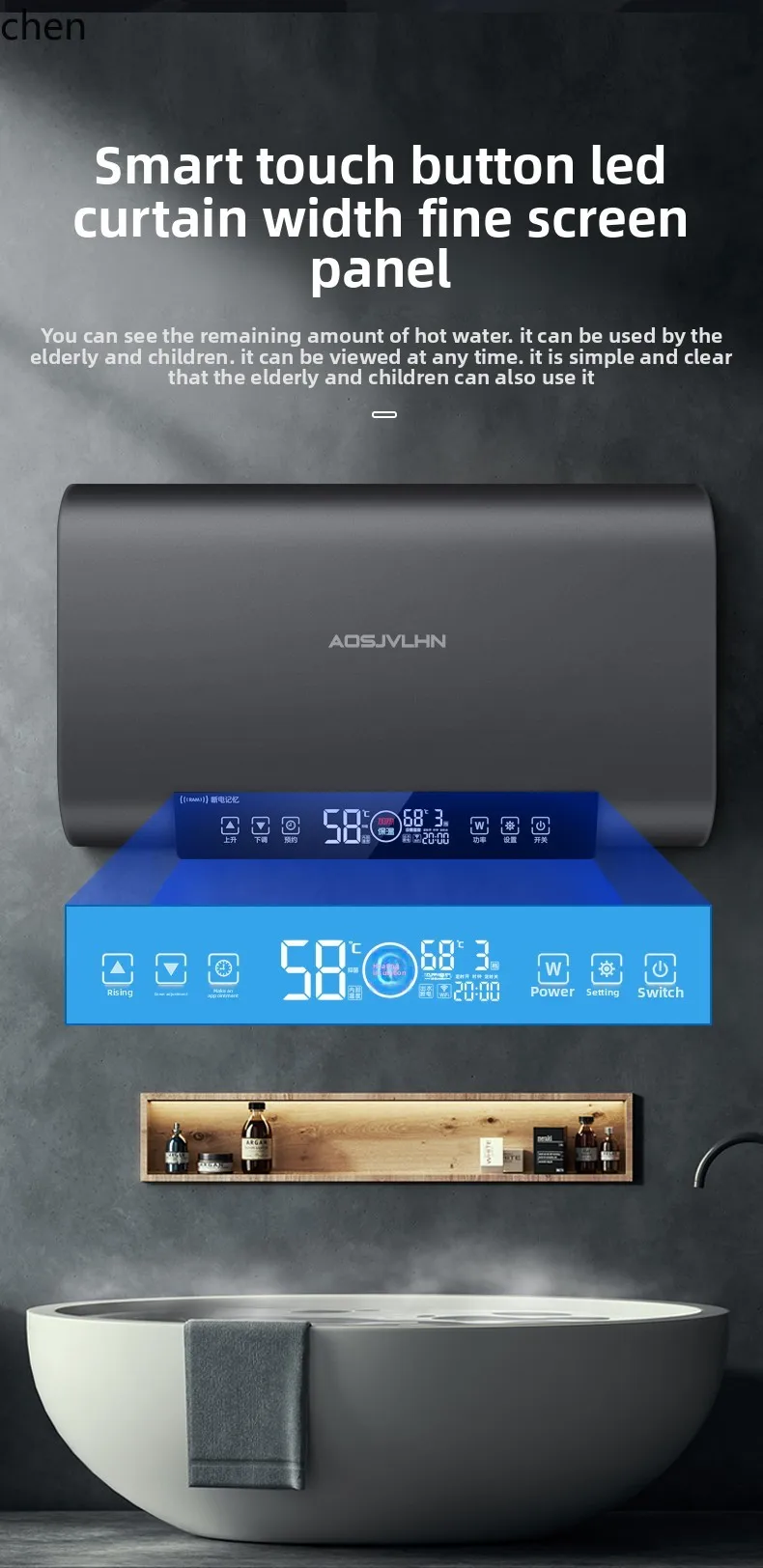 LXC Warmwasserbereiter, erstklassiger, energieeffizienter, thermostatischer elektrischer Warmwasserbereiter für den Haushalt, Badezimmervermietung