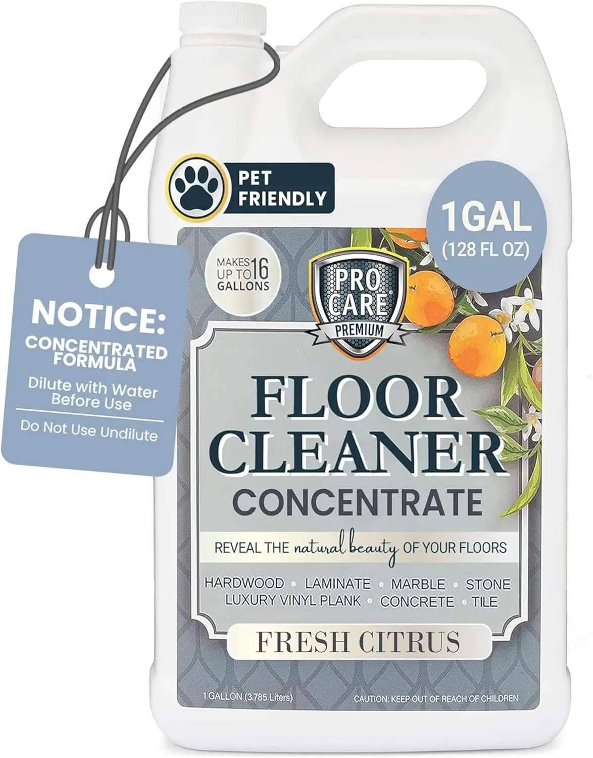 

USA-Made Concentrated Floor Cleaner for Vinyl, Wood, Tile, Stone & Laminate - 1 Gallon