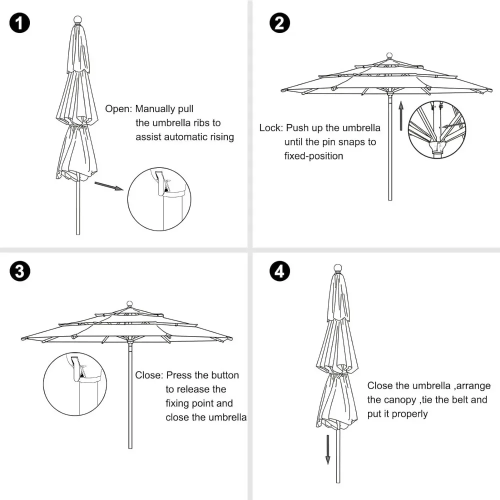 Large Beach Umbrella Stand Heather Outdoor Garden Umbrella Windproof Strong Furniture Outdoor Set